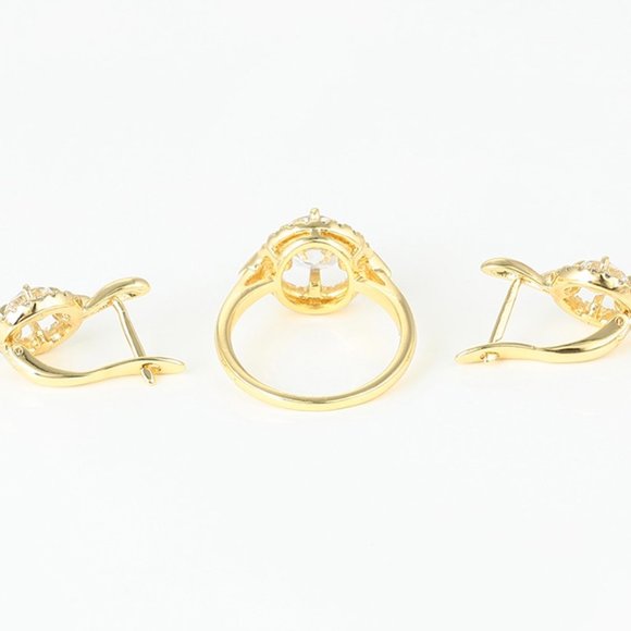 Round Cut CZ Earrings&Ring 18KGP Set - Picture 4 of 14